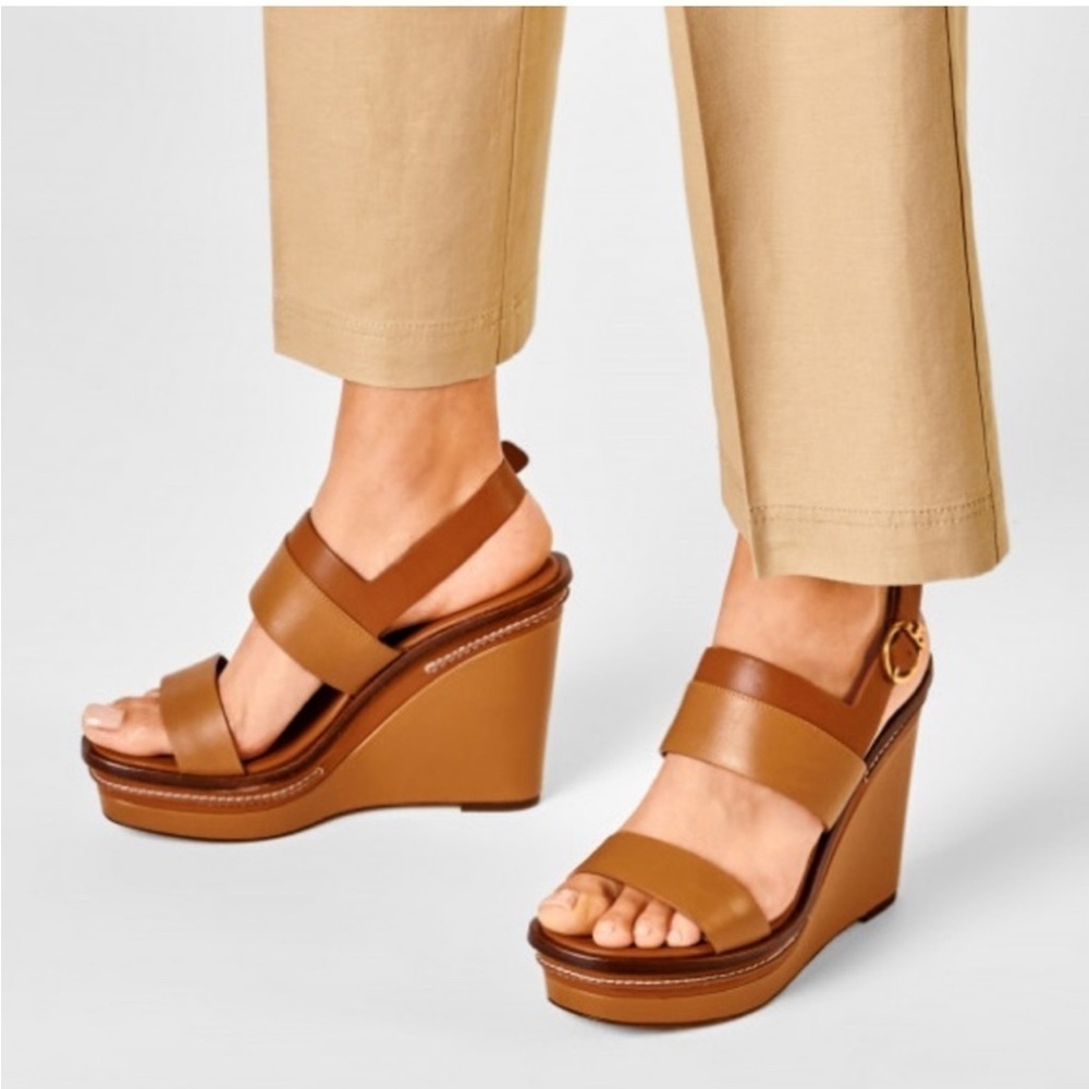 Tory Burch Selby Two Toned Wedge Sandals 9.5